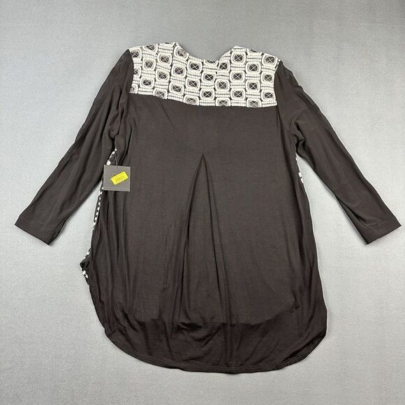 John Mark Top Women Small Black Anastasia Embroidered Aztec Geometric Blouse NEW - Picture 6 of 16